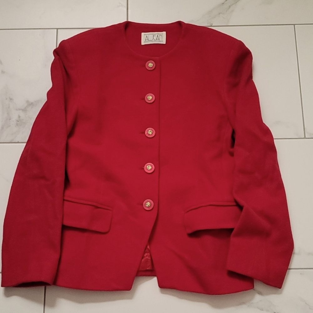 Aljean cashmere/wool blazer. Size 8. Blazer is a classic Vibrant Red.